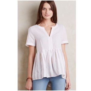 Anthropologie Vintage Stripe Peplum Top Blouse